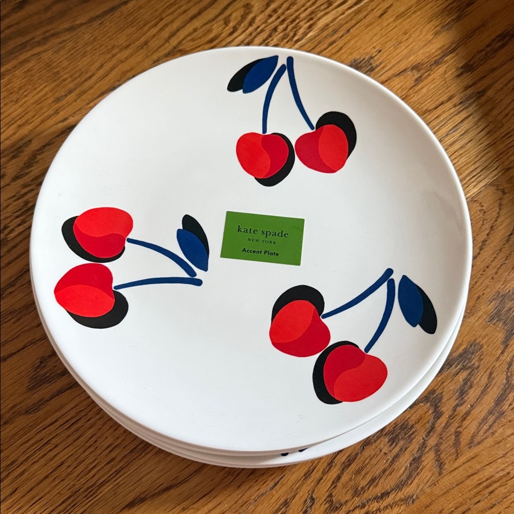 Kate Spade Vintage Cherry set of 4 accent plates NWT